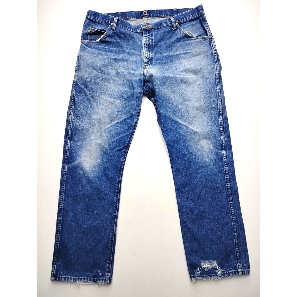 Wrangler Cowboy Cut 47MWZ Jeans Mens 40x32 Blue Cotton Denim Straight Faded